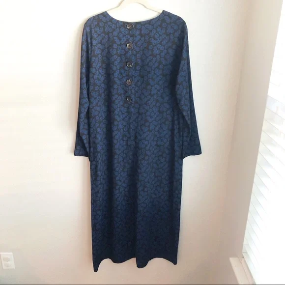ELIZABETH and James Blue & Black Floral Button Back Maxi Dress L Modest Prairie - Picture 3 of 10